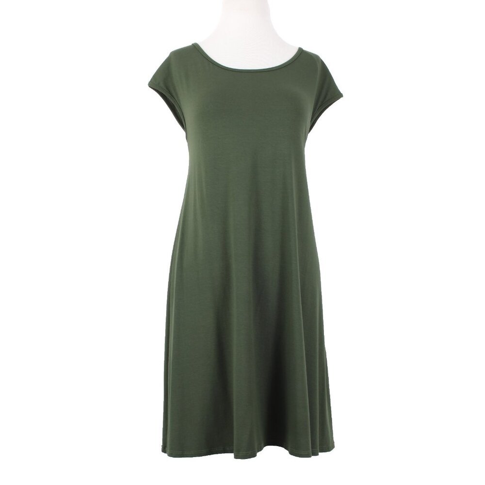Aline Dress $88 Sz M Green Open Back Unlined Hawaii Made Rayon Spandex Dress